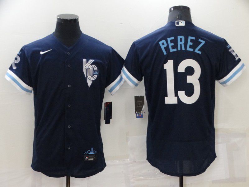 Men Kansas City Royals #13 Perez Blue City Edition Elite Nike 2022 MLB Jerseys
